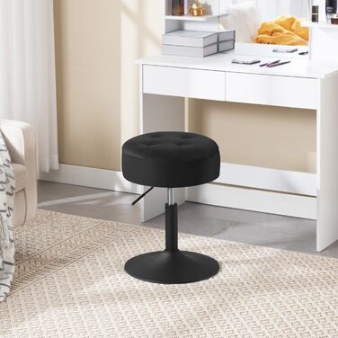 Крісло для туалетного столика WOLTU, пуф з місцем для зберігання, регульована висота, обтягнутий велюром, 360° обертання, для спальні, вітальні, їдальні, чорний, BH329sz-1
