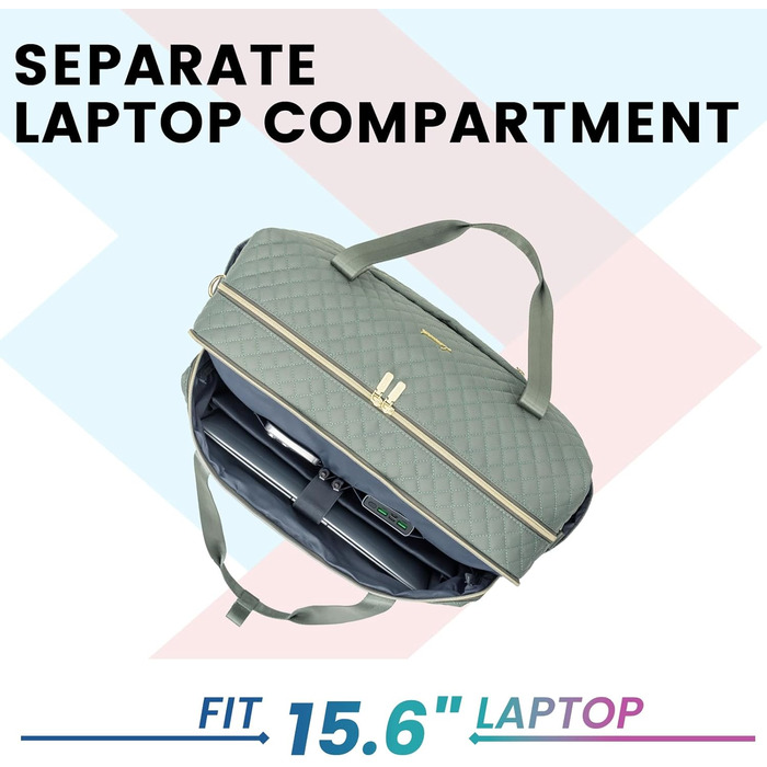 Спортивна сумка LOVEVOOK для жінок з відділенням для ноутбука, 35L, сіро-зелений колір