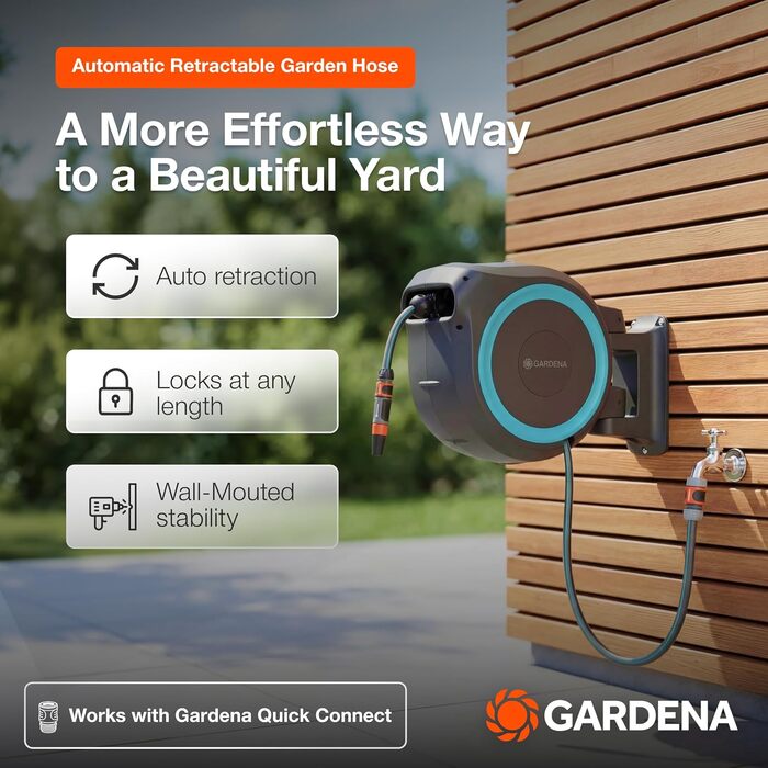 Гардена котушка для шланга на стіну, втягувана, 35 м, чорно-бірюзова