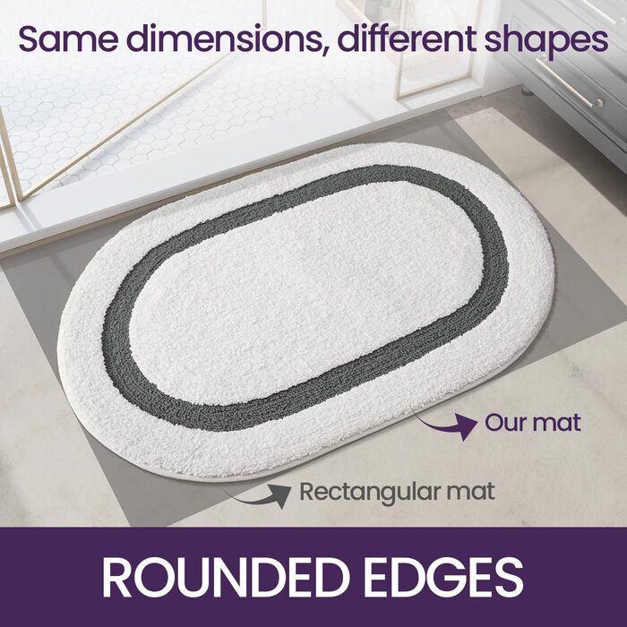 Килимок для ванної кімнати DEXI: неслизький, м'який, машинне прання, 61 x 92 см, сірий