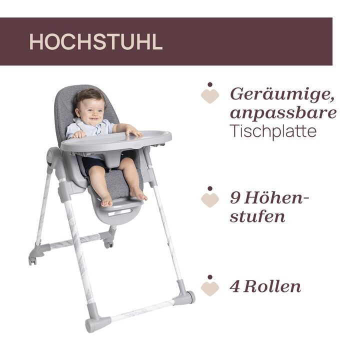 Дитячий стільчик Chicco Polly Armonia - 3в1, до 40 кг, 9 положень висоти, регульована підніжка, компактний, темно-сірий