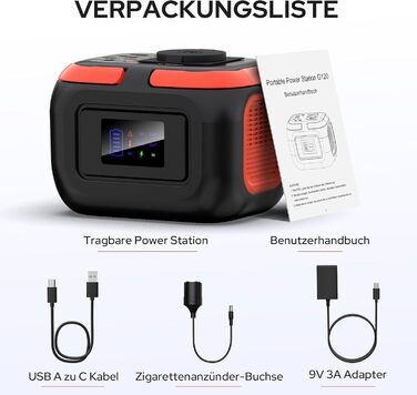 Портативна електростанція SinKeu 97Wh, 26400mAh з AC 230V, DC 12V та USB, для телефону, ноутбука, кемпінгу, подорожей, надзвичайних ситуацій (без сонячної панелі) DE-G120