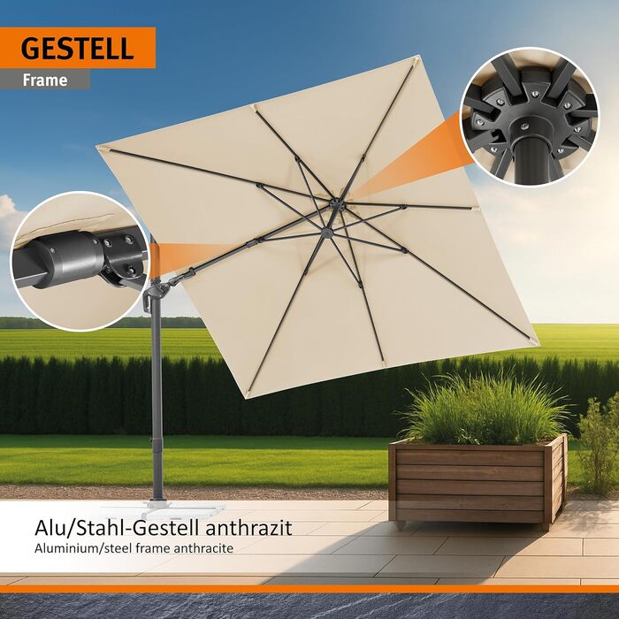 Парасолька від сонця Schneider RHODOS TWIST, 300 x 300 см, антрацит, модель 2025