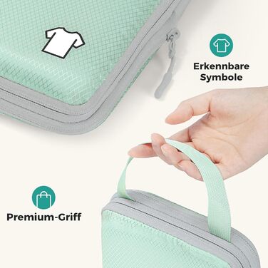 Набір органайзерів для подорожей у валізу з компресією, 8 водонепроникних пакувальних кубів для ручної поклажі та рюкзака, зелений колір