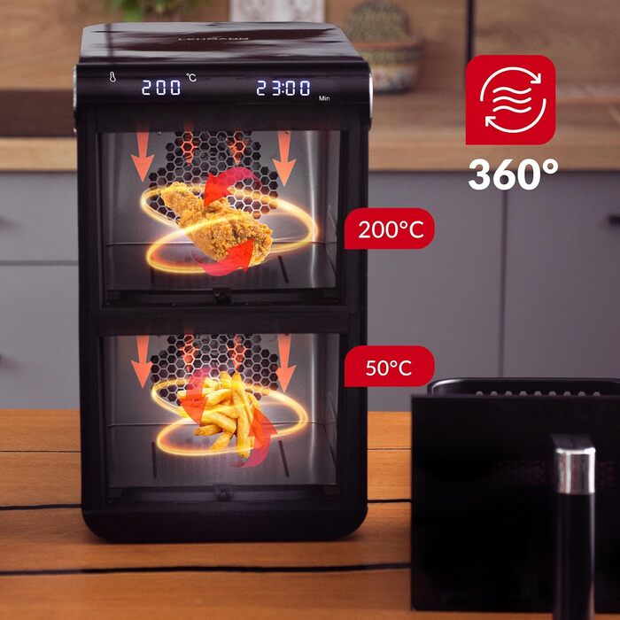 Фритюрниця повітряна LEHMANN XXL з 2 камерами, 11л, 13 програм, дисплей, антипригарне покриття, для великої сім'ї