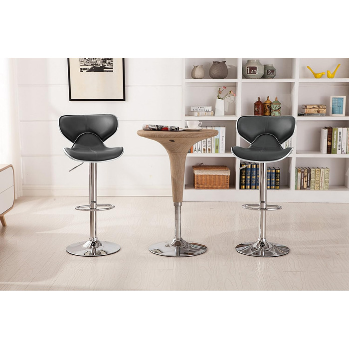 Барний стілець Roundhill Furniture Masaccio з оббивкою з штучної шкіри, поворотний, з регулюванням висоти, сірий, набір 2 шт.