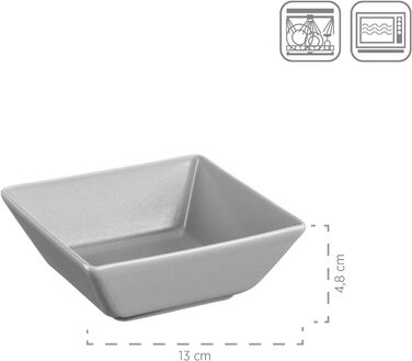 Миски/тарілки прямокутні тарілки та 2 квадратні миски в порцеляновому посуді Набір на 2 (сірий), 931364