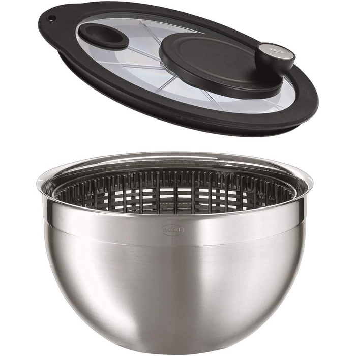 Салатниця-відцентрофуга RÖSLE з нержавіючої сталі 18/10, діаметр 24 см, об'єм 27x25.5x18.5 см