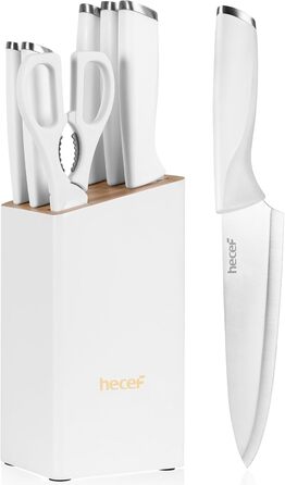 Набір кухонних ножів з бруском Messerich: 7 предметів, нержавіюча сталь, кухонні ножі та ножиці, чорний