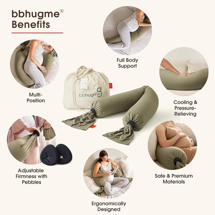 Подушка для вагітних та годування BBhugme® Dusty Olive (оливковий)