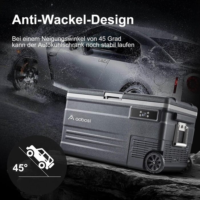Холодильник автомобільний компресорний AAOBOSI 74L з Wi-Fi, -20°C, 12/24/240V, для авто, кемпінгу, човна, RV, чорний