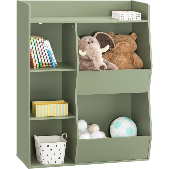 Полиця для книг SoBuy Montessori для дітей, зелена, 80x104x34 см, 5 відділень