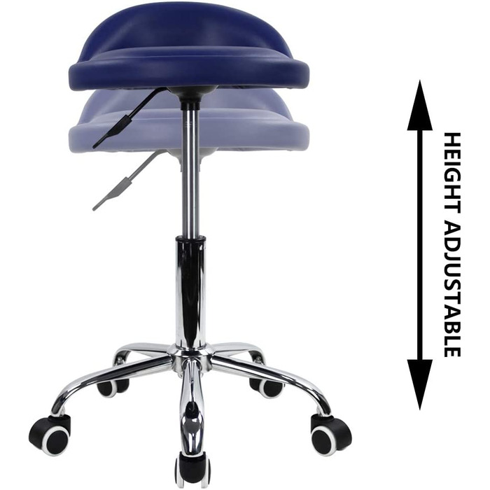 Стілець на коліщатках KKTONER зі спинкою, регульований по висоті, обертовий робочий стілець, обертовий Стілець, офісний стілець синього кольору