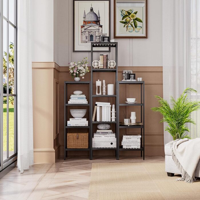 SMIBUY Поличка для ванної кімнати, 5 ярусів, бамбукова поличка, органайзер, багатофункціональна поличка для вітальні, спальні, кухні (Чорний)