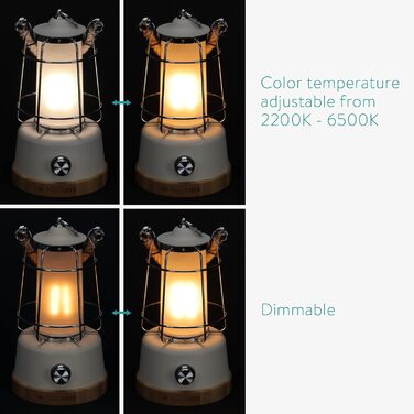 Світлодіодний ліхтар Navaris акумуляторний - Світильник для дверей і приміщень з акумуляторною батареєю - Портативна настільна лампа з бездротовим регулюванням яскравості - Кемпінгова лампа зі зміною колірної температури (білий)