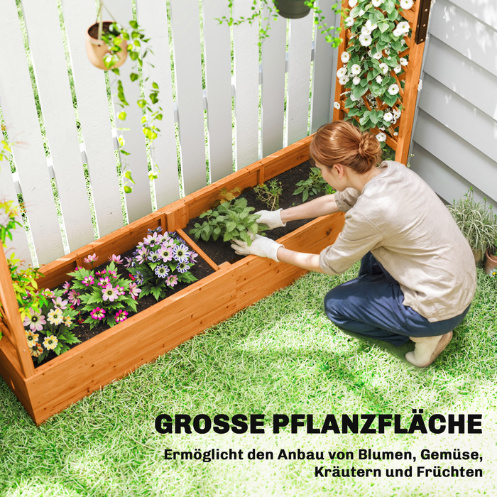 Підвищене грядка з опорою для ліан та дахом, для квітів, фруктів, овочів та трав, 196 x 44 x 181 см, дерево, помаранчевий