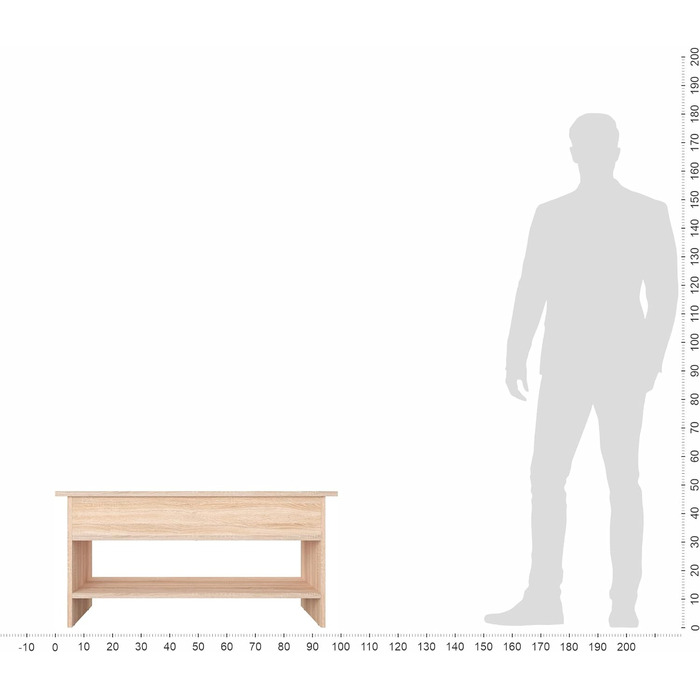 Журнальний столик KOMTO регульований по висоті-Стіл для вітальні з зберіганням Складаний журнальний столик для вітальні Журнальний столик Вітальня Журнальний столик Токіо 98,4 х 50,4 х 48 (дуб сонома)
