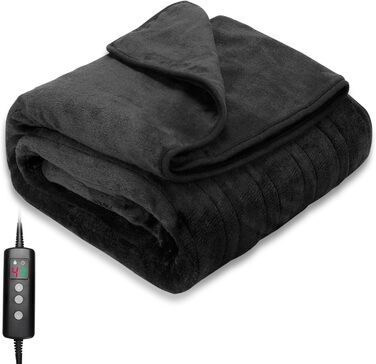 Електрична ковдра PROALLER з регулюванням температури, таймером та автовимкненням (160x130 см, чорна)