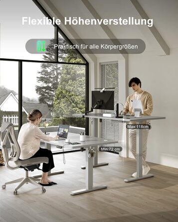 Електричний стіл Devoko 200x80 см з USB-C, білий. Регулювання висоти, комп'ютерний стіл з органайзером для кабелів