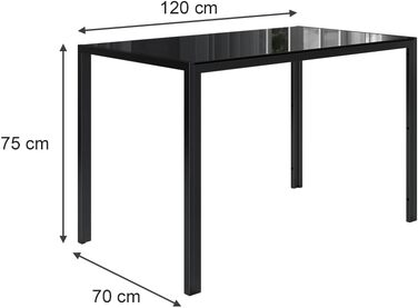 Обідній стіл Vicco Grand, 120x75 см, чорний