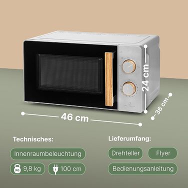 Мікрохвильова піч WALDWERK 20 л, 700 Вт - просте керування, стильний дизайн