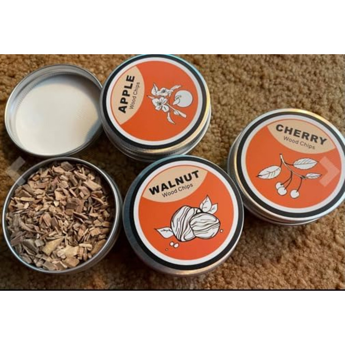 Набір для копчення коктейлів та віскі, з 4 дерев'яними стружками, подарунок на День батька, для Old Fashioned, коктейлів, віскі, бурбону, кави, м'яса, горіхів Saturn - горіх