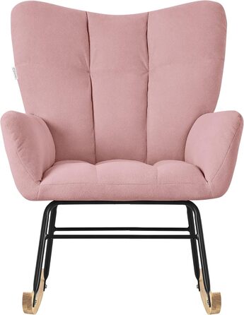 Крісло-гойдалка ML-Design рожевого кольору з оббивкою під фліс, дерев'яні полози, для вітальні, спальні, балкона