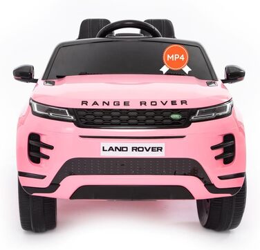Дитячий електромобіль Range Rover Evoque, ліцензійний, 12V, MP4, шкіряне сидіння, рожевий