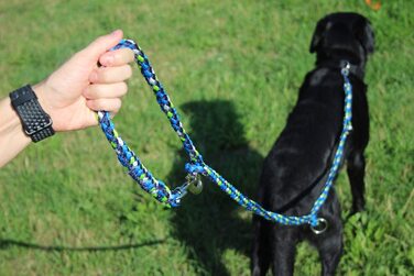 Повідець для собак Activity4Dogs, плетений з 3-ма регульованими повідцями довжиною 2 м для великих собак німецького виробництва (2 м 3-ма регульованими повідцями, водно-блакитний-темно-синій-яблучно-зелений-білий)