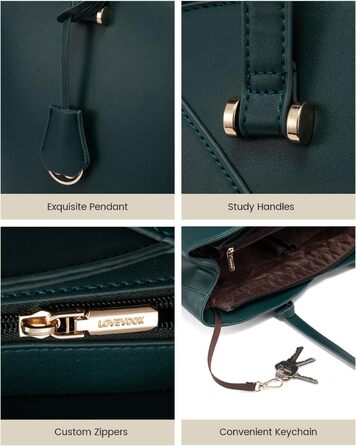 LOVEVOOK Сумка для жінок велика, шопер для ноутбука, сумка для роботи, офісна сумка, з PU шкіри, на плечі, для навчання, тоут-сумка для роботи, бізнесу, університету (15,6 дюймів, темно-зелений)
