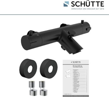 Змішувач для ванни Schütte London з термостатом, захист від опіків 38°C, хромований (чорний)