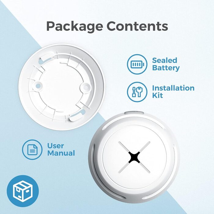 Датчик диму Rauchmelder AEGISLINK S500 (10 шт.): фотоелектричний, 10 років роботи, з тестом та вимкненням звуку, сповіщення про слабкий акумулятор