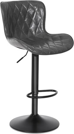 Барні стільці Youhauchair 3 шт., шкіряні, регульовані по висоті, з підніжкою та спинкою, для кухні та бару (темно-сірий)