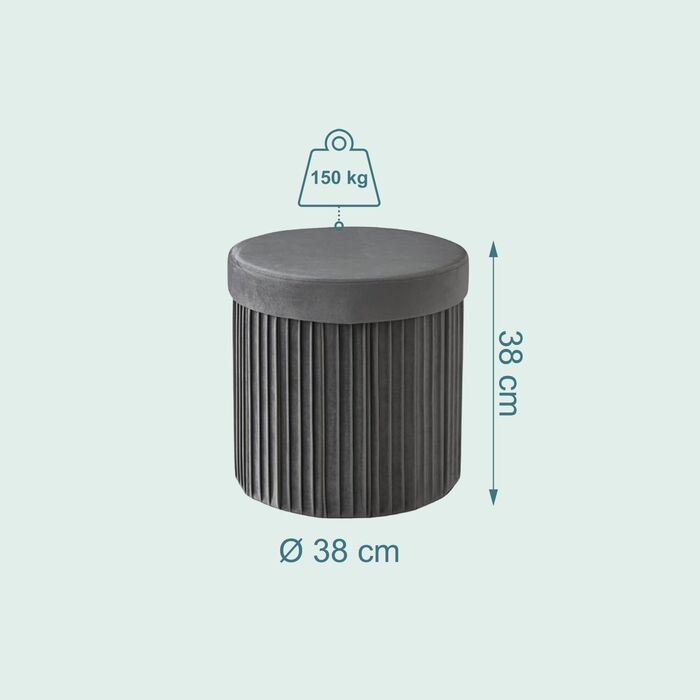 Relaxdays Пуф із оксамиту з об'ємом 30 літрів для зберігання