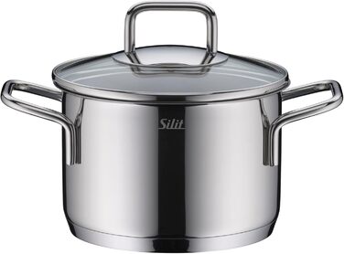 Набір кухонного посуду Silit Extra Cook: каструлі 16/20/24 см з кришкою, ковшик 16 см, мірна шкала, широке вушко, придатний для миття в посудомийній машині, з нержавіючої сталі Crominox