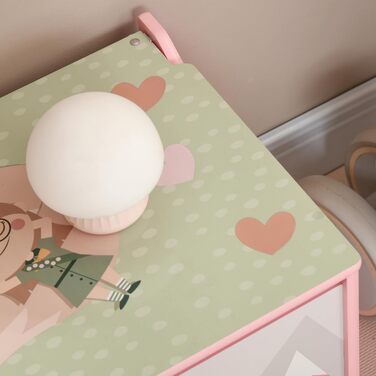 Дитяча іграшкова скринька ZONEKIZ з накривною кришкою та безпечним шарніром, 60x37x39 см, зелено-рожевий колір