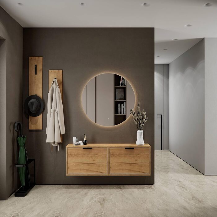 Взуттєва шафа Planetmöbel вузька з економною полицею, 6 полиць, комод для взуття для передпокою, коридору, гардеробу 60 x 23 x 118 см, білий сірий (2 дверцята, золотий дуб)