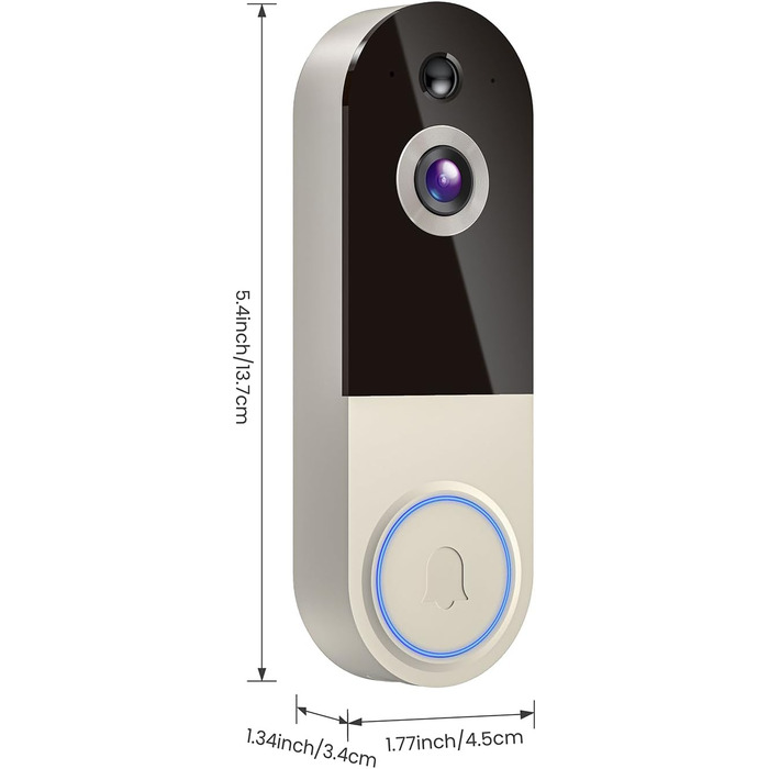 Відеодзвінок бездротовий 1080P з AI-розпізнаванням, нічне бачення, 2-сторонній аудіо, на батарейках, хмарне сховище, Wi-Fi 2.4 ГГц, для внутрішнього та зовнішнього використання
