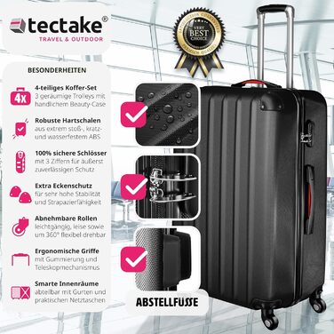 Дорожні валізи TecTake 4 шт чорні