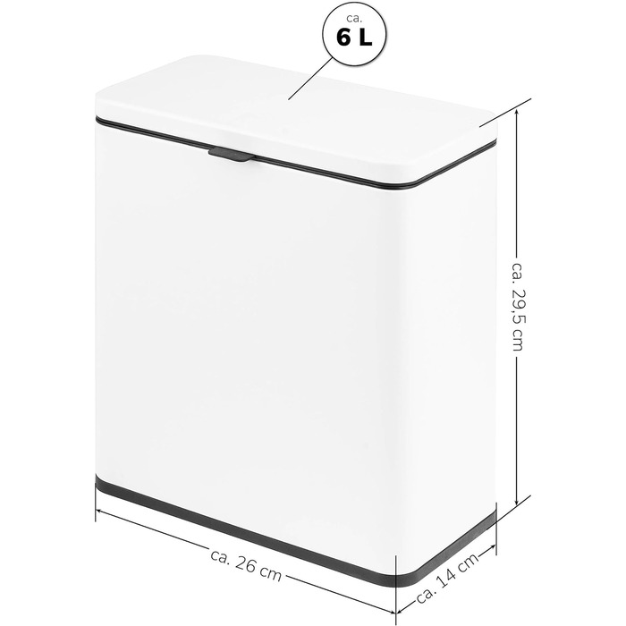 Контейнер для органічних відходів eluno 6 л з фільтром для запахів, для підвішування, стояння або склеювання, контейнер для компосту, 3 типи кріплення (білий)