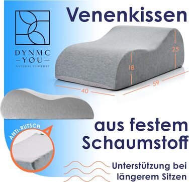 Подушка для ніг DYNMC: ергономічна підтримка ніг, опора для ніг, опора для ніг для дорослих, сертифікат Oeko-Tex, XL (25 см)