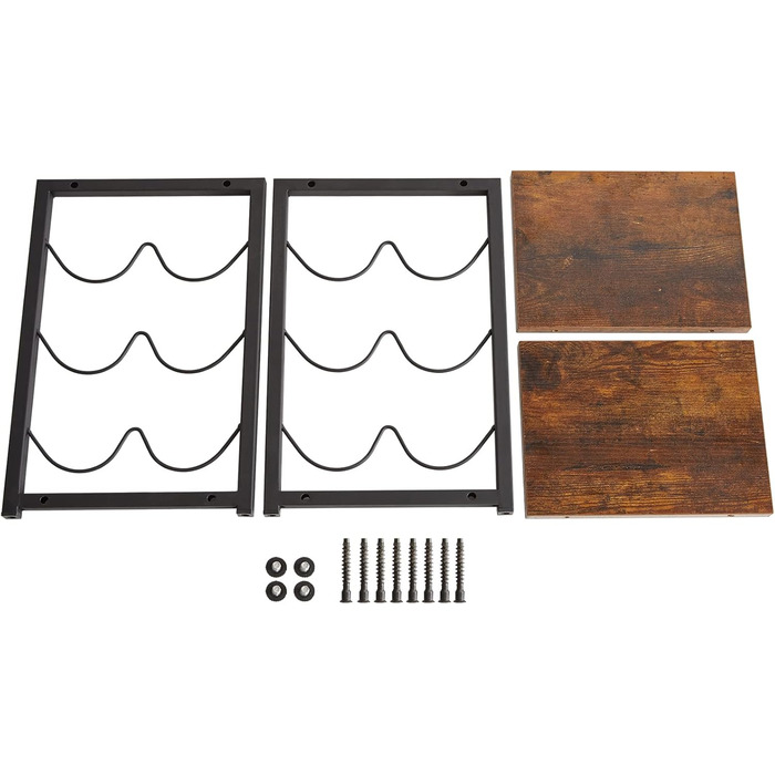 Стелаж для вина IBUYKE промисловий, 3 яруси, металевий каркас, для кухні, бару, вітальні, 6 пляшок, коричневий (TMJ904H)