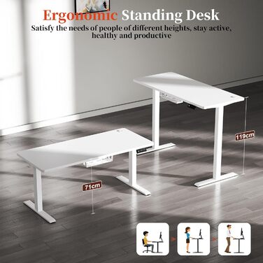 Електричний стіл-трансформер 160x60 см, білий: робочий стіл, стіл для комп'ютера, регульована висота