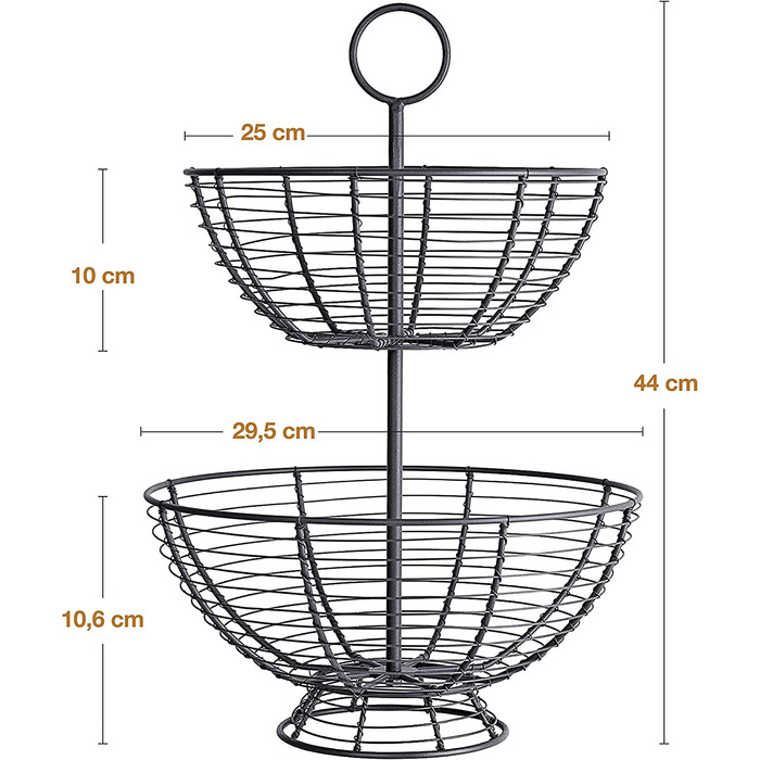 Поверховий кошик для фруктів - металевий кошик з дротяної ферми від компанії SHELF TRUNK & CO. / Двоповерховий кошик для фруктів для кухні для зберігання, 2-