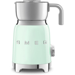 Пінсувальник молока Smeg MFF11PGEU, багатофункціональний, індукційний, 6 програм, ручний режим, скляна колба 600 мл, мірна кришка, вбудований переливання, 500W, пастельно-зелений