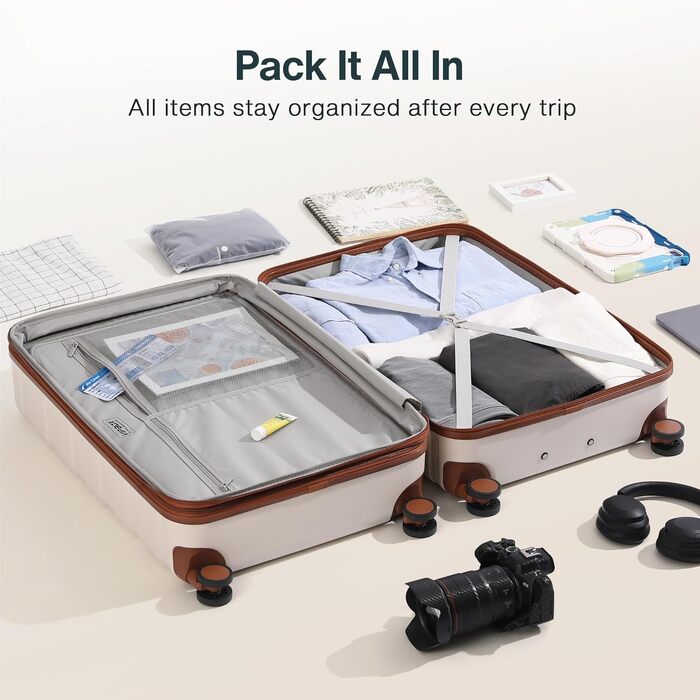 Набір дорожніх валіз Koffer Hartschale (20 та 24 дюйми), розширюваний пластиковий кейс із полікарбонату (PC), TSA-замком та колесами, білий колір, 2 шт.