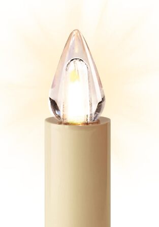 LED-свічки для ялинки Lumix SuperLight Flame Mini Elfenbein, 9 см, тепле біле світло, без пульта, таймер 4 години, розширений набір 6 шт.