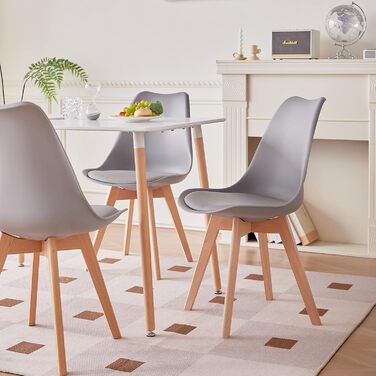 Обідня група GrandCA HOME з 6 стільців: стіл та 6 стільців для вітальні, кухні, офісу (білий стіл, бежеві стільці)