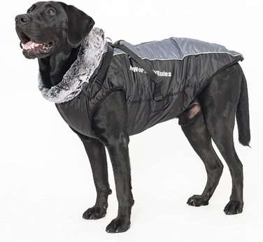 Пальто для собак Віві ведмідь для великих собак, водонепроникне пальто для собаквбудована дизайнерська куртка для собакМ'яка флісова захист шиї, підходить для собак середнього та великого розміру на відкритому повітрі (Преміум метеорит Сірий, 5XL)