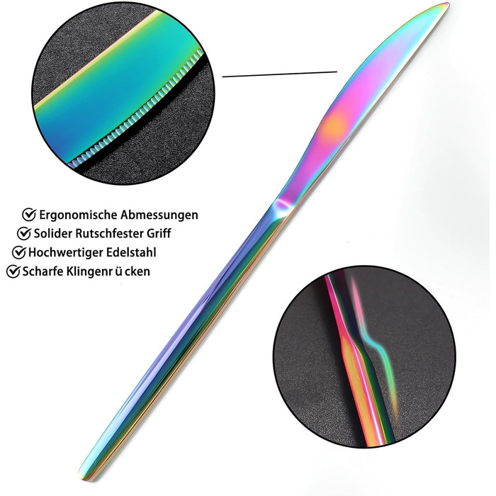 Набір столових приборів Regenbogen 30 предметів з нержавіючої сталі (6 осіб), кольоровий, для кухні/готелю/ресторану, преміум-якість, стійкий до миття в посудомийній машині